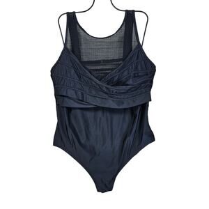 Adore Me One Piece Swim Womens Plus Size 2X Black Lilinoe Contour Plus Fishnet